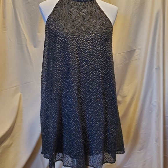 Zara TRF Black Metallic Gold Dot Print Velvet SZ L - Picture 2 of 8